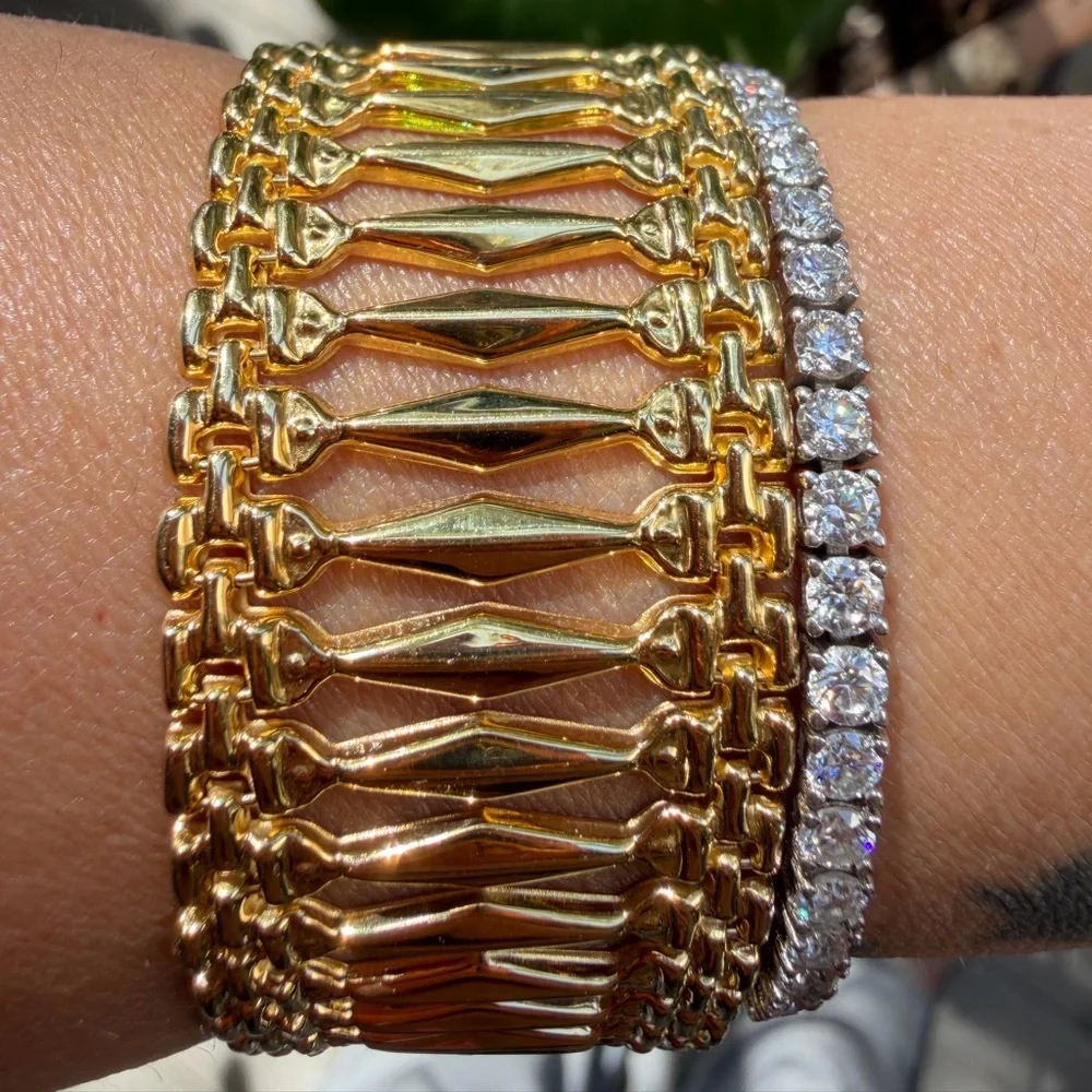 Vintage Jacmel Mauritius 18K Gold Vermeil 925 Wide Gate Link Bracelet